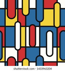 vector modern mondrian art style seamless pattern