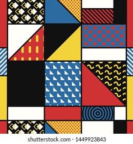 vector modern mondrian art style seamless pattern