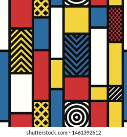 Vector Modern Mondrian Art Style Seamless Pattern