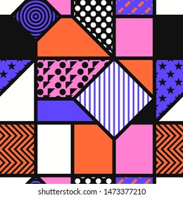 vector modern mondrian art style seamless pattern