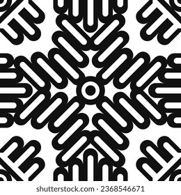 vector modern multi black rounded rectangle geometric lines seamless pattern on white.