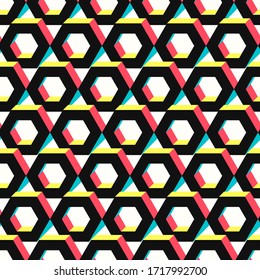 vector modern multi hexagon overlap seamless pattern on white