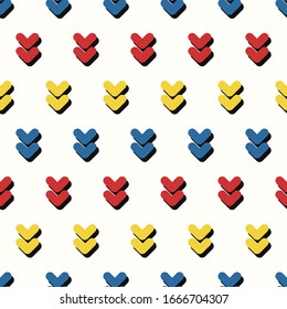 vector modern multi rounded double arrow and shadow seamless pattern on white