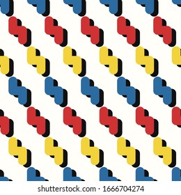 vector modern multi rounded staircase and shadow seamless pattern on white