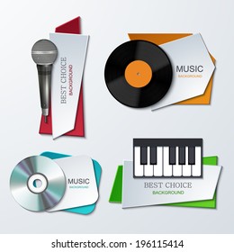 Vector modern music banners set. Creative party backgrounds. Eps10