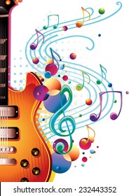 Vector modern music design - guitar & notes