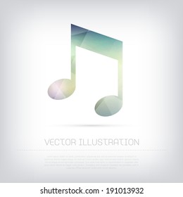 Vector modern musical note icon with colorful trendy and modern polygonal texture