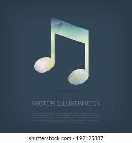 Vector modern musical note icon with colorful trendy and modern polygonal texture