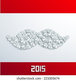 Vector modern mustache snowflakes.  Christmas background. Eps10