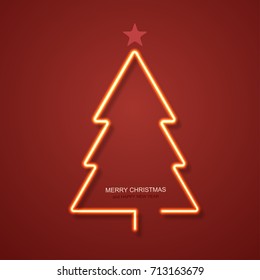 Vector Modern Neon Christmas Tree Background. Eps10