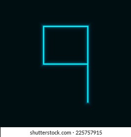 Vector modern neon number on black background. Eps10