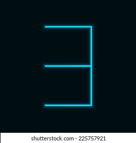 Vector modern neon number on black background. Eps10
