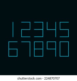 Vector modern neon numbers on black background. Eps10