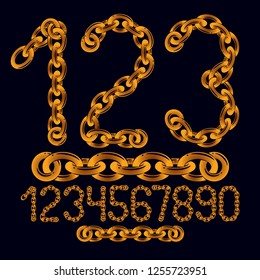 Vector modern numbers collection. Trendy  numbers for use as poster design elements. Made with steel chain link, joined link.
