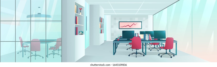 Vector of a modern office interior creative workplace 