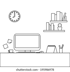 vector of modern office interior , office table