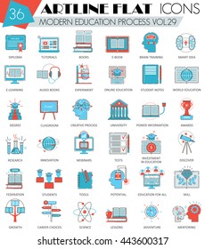 Vector Modern online education ultra modern outline flat line icons for web and apps.