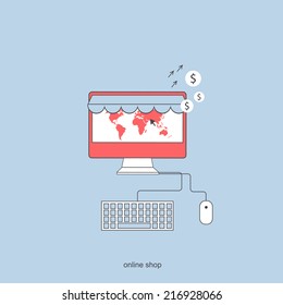 Vector modern online shop background. Flat element design. Eps10