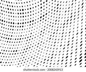 Vector modern optical texture of pop art. Abstract halftone wave dotted background. Futuristic twisted grunge pattern, dots, circles