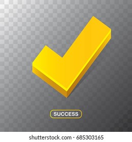 vector modern orange golden check mark icon isolated on transparent background