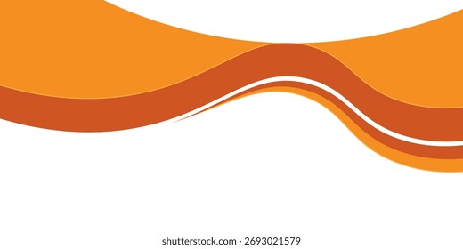 Vector modern orange line background curve element with white space for text and message design, overlapping layers