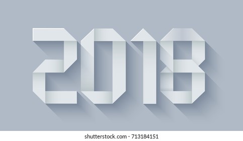 vector modern origami 2018 happy new year background