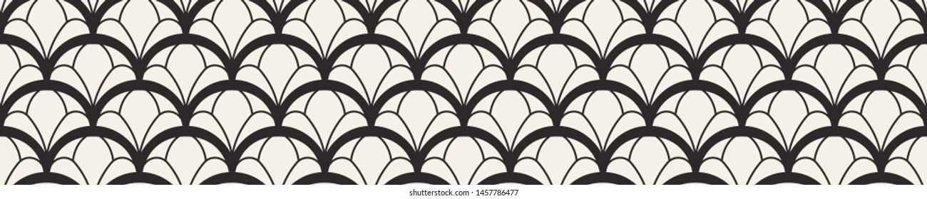 Vector modern ornamental pattern. Abstract art deco seamless monochrome background