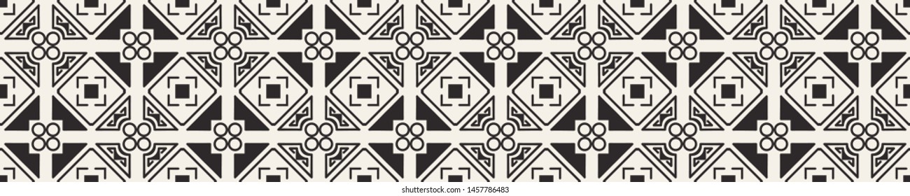 Vector modern ornamental pattern. Abstract art deco seamless monochrome background