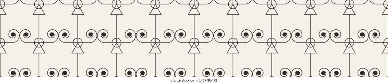 Vector modern ornamental pattern. Abstract art deco seamless monochrome background