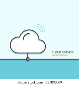 Vector modern outline flat design of cloud service. Technology background