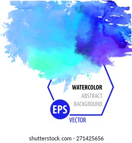 Vector modern painting bright blue sky abstract watercolor background design on canvas or paper