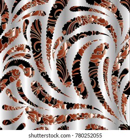 Vector modern paisley seamless pattern. Floral vintage background with paisley flowers, curves, leaves. Hand drawn flourish abstract ornaments. Ornate design for fabric, prints, wallpapers, textile.