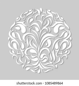 Vector modern paper cut floral element. Trendy craft style illustration.