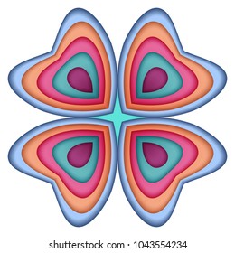 Vector modern paper cut flower. Trendy craft style illustration. 3d effect imitation