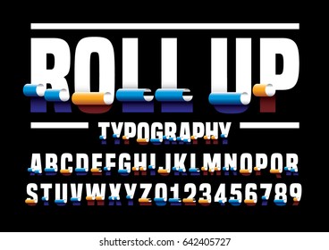 Vector of modern paper font and alphabet