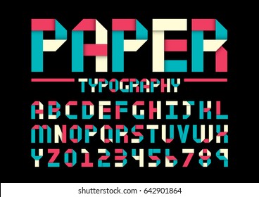 Vector Of Modern Paper Font And Alphabet