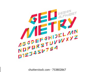 Vector of modern paper font and alphabet