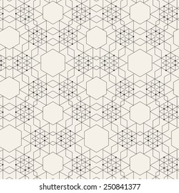 Vector Modern Pattern. Black Techno Repeating Texture. Geometric Pattern Background. Rhombus and Circles in Nodes. Abstract Ornament for Business Design.