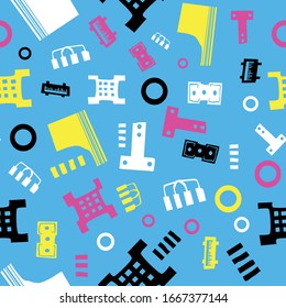 Vector modern pattern. Colorful geometric seamless pattern background. Abstract ornament with details for children.