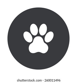 Vector modern paw gray circle icon on white background
