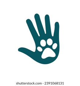 Vector modern paw hold hand