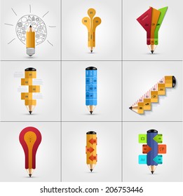 vector modern pencil infographics set. Education or business background. Eps10