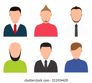 Vector modern people profile silhouettes set on white background