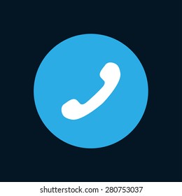 Vector modern phone icon in blue circle on dark background