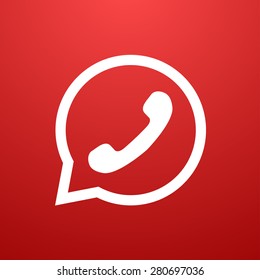 Vector modern phone icon in bubble speech background