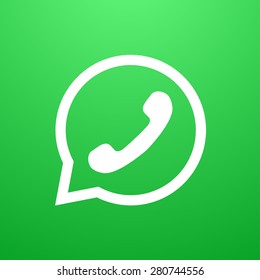 Vector modern phone icon in bubble speech background