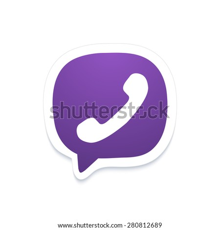 Vector modern phone icon in bubble speech on white background