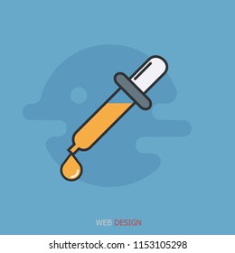 Vector modern pipette icon with drop web background