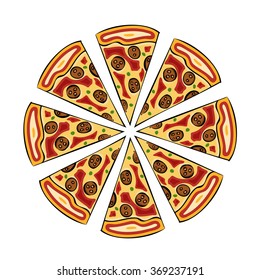 Vector modern pizza isolated on white background