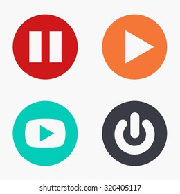 Vector modern play colorful icons set on white background